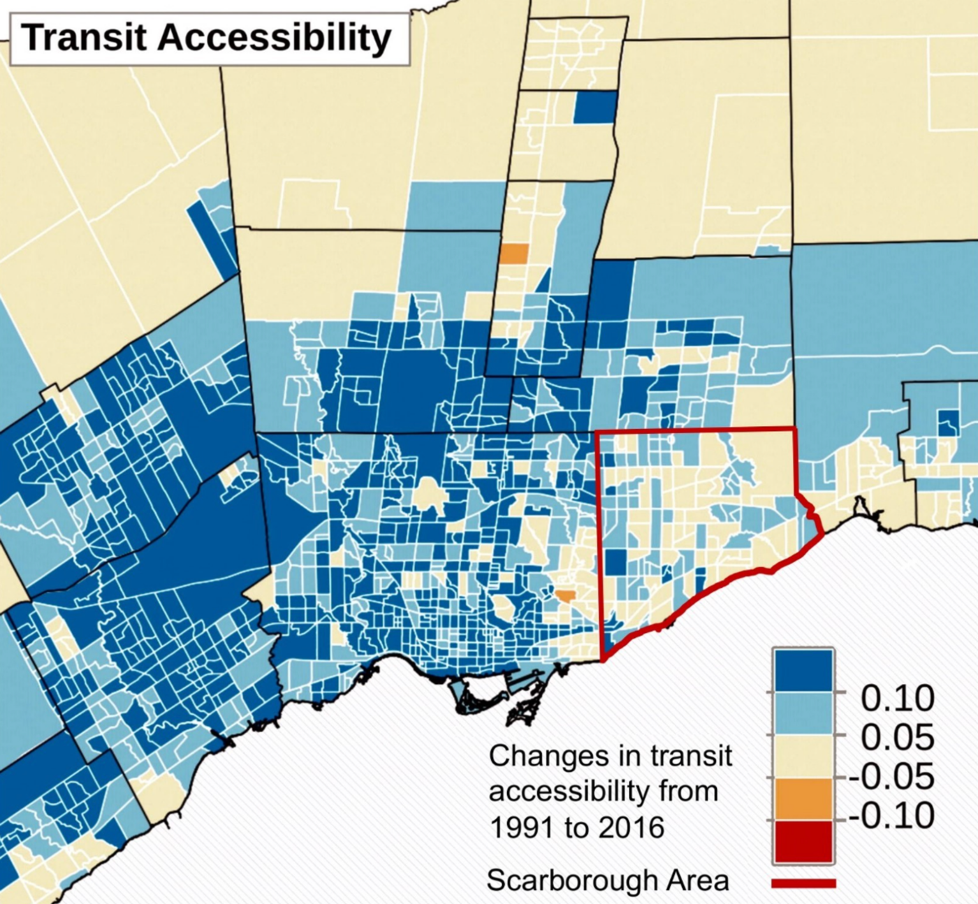 Scarborough transit access heat map from Ignacio