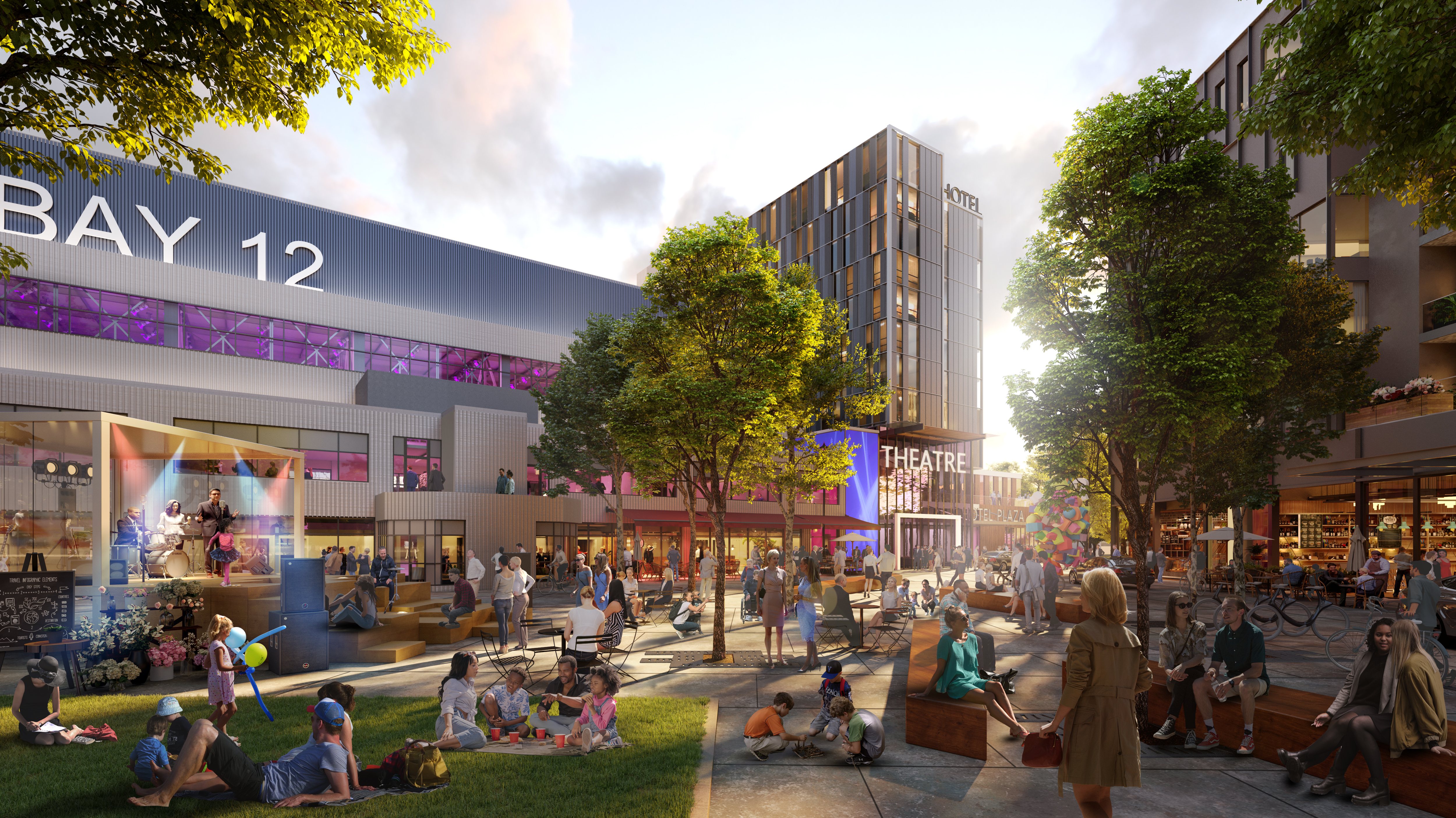 Rendering of transforming underused spaces into sustainable
