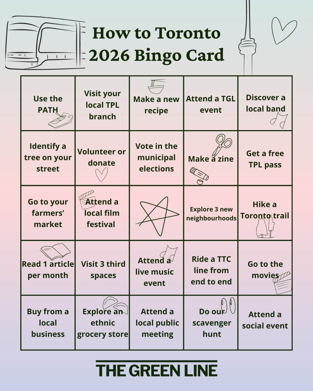 The Green Line Bingo card