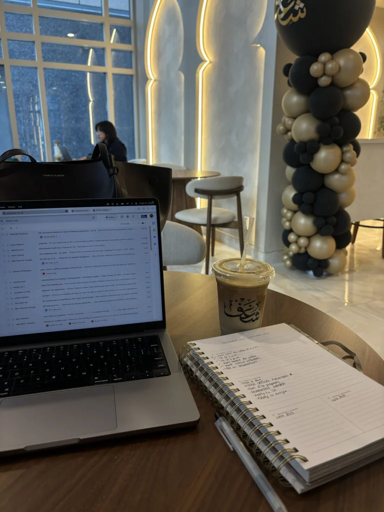 Iced pistachio latte at Shaghf Toronto