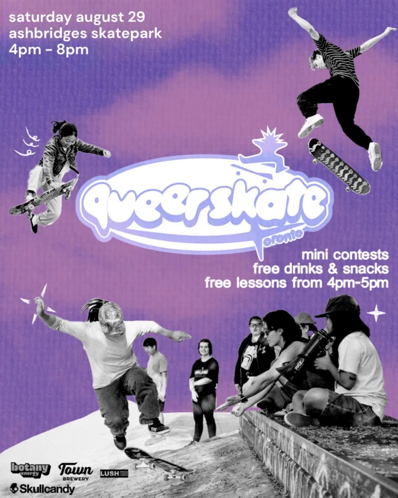 Poster for Queer Skate event on Aug. 29, 2026.