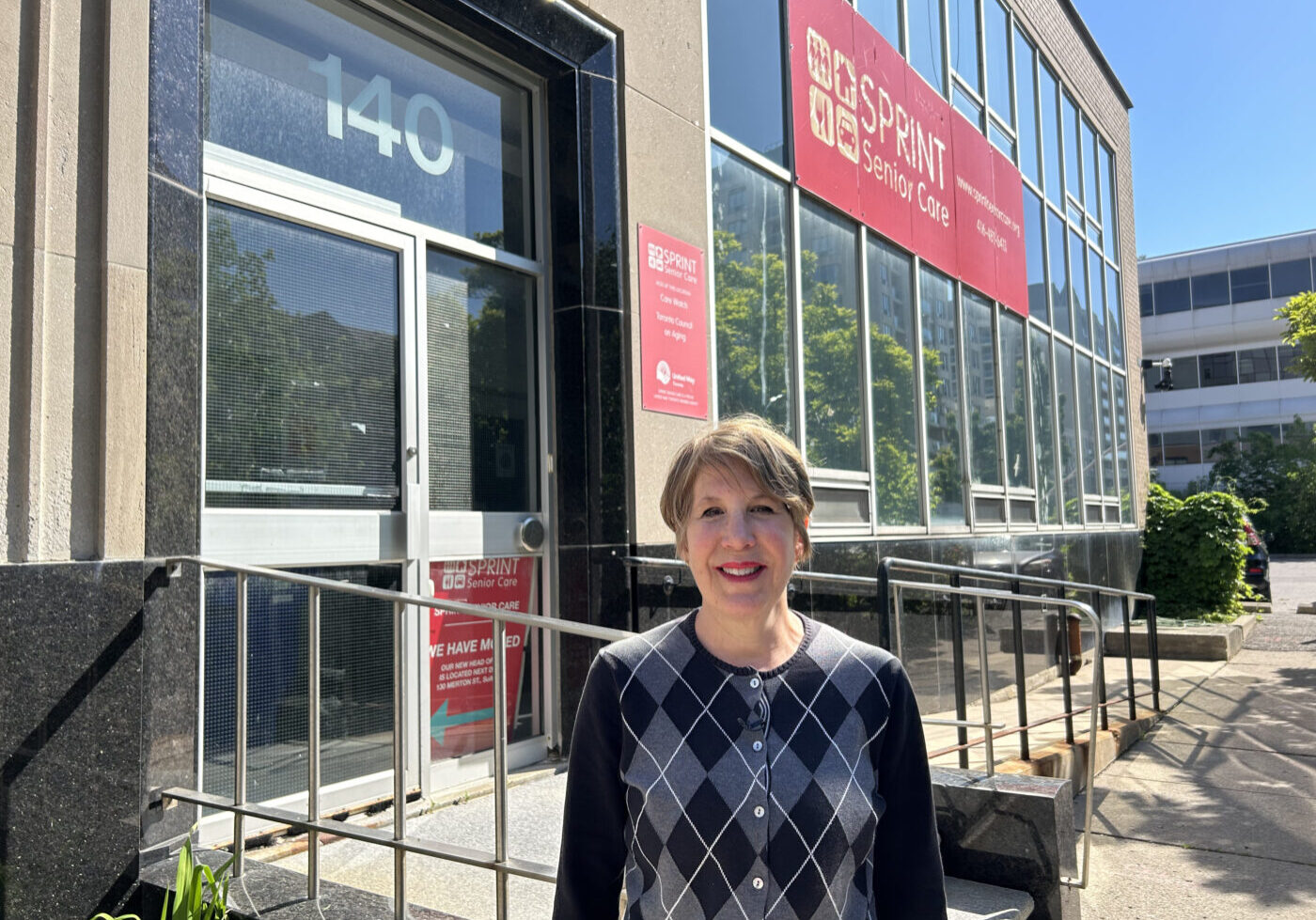 Jane Auster, co-president of the South Eglinton Davisville Residents Association, stands in front of 140 Merton St.