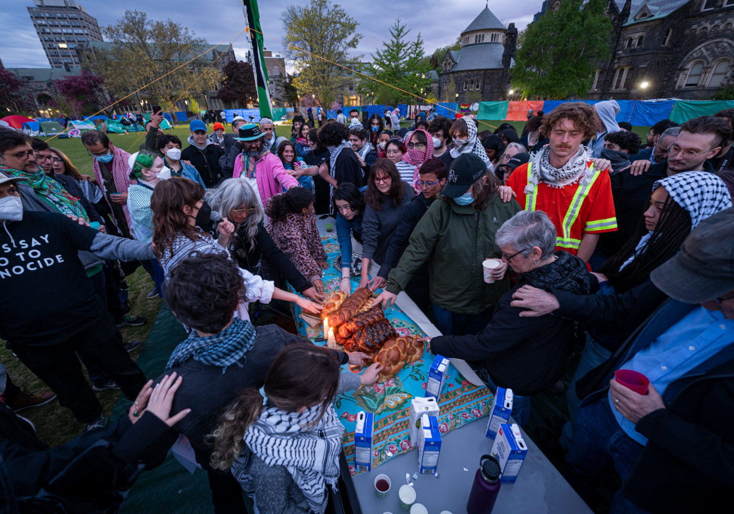 Jewish activists gather in UofT's student encampment for shabbat